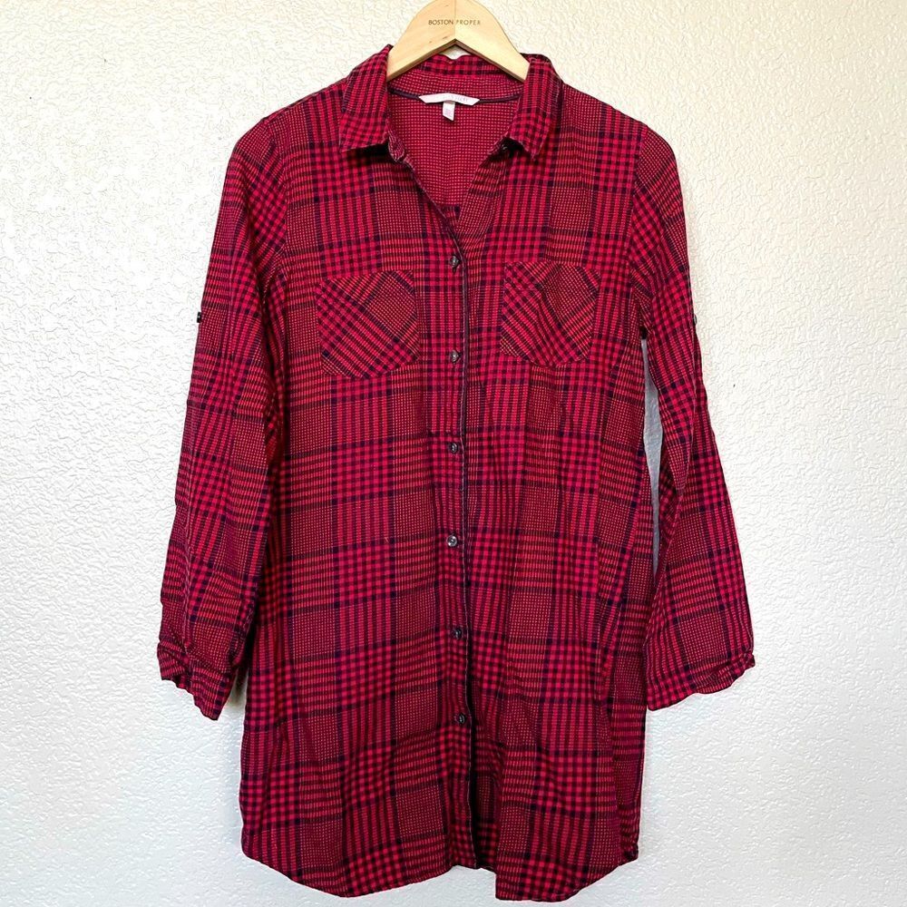 Victoria’s Secret Red Plaid Sleep PJ Night Shirt XS